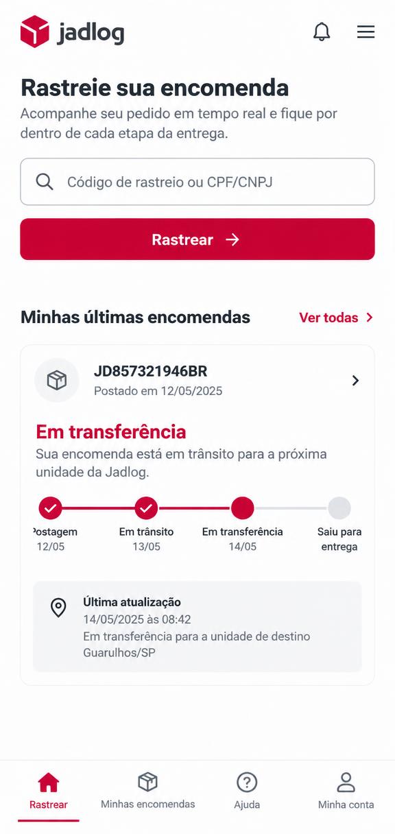 Tela 1 do aplicativo Jadlog