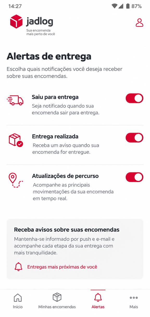 Tela 4 do aplicativo Jadlog